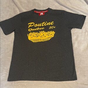Grey Tee with Yellow Poutine Graphic